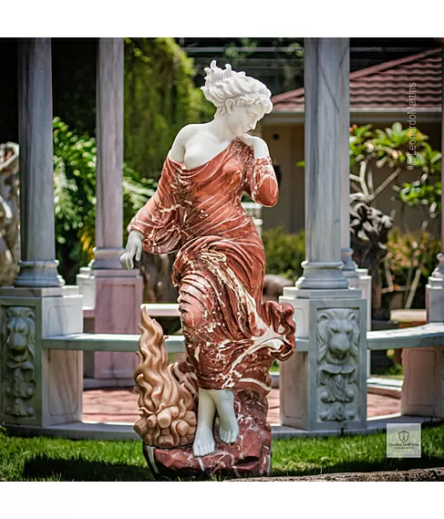 imagem de Escultura Inverno em Mármore Rosso 160cm - EMP708 Arte Clássica para Paisagismo