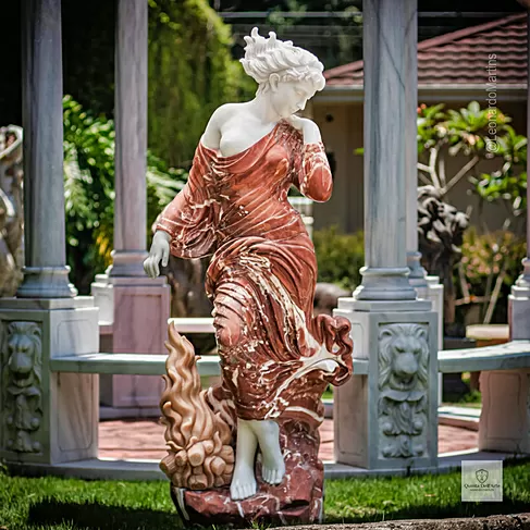 imagem de Escultura Inverno em Mármore Rosso 160cm - EMP708 Arte Clássica para Paisagismo