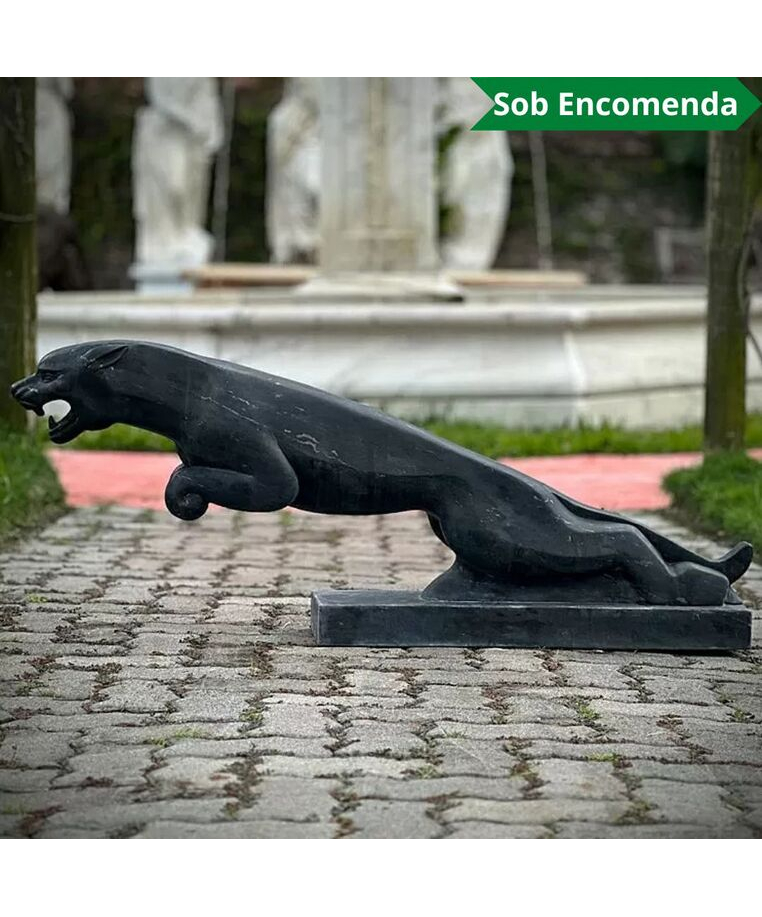 imagem do produto Escultura Jaguar M�rmore Preto 46cm - EMP714