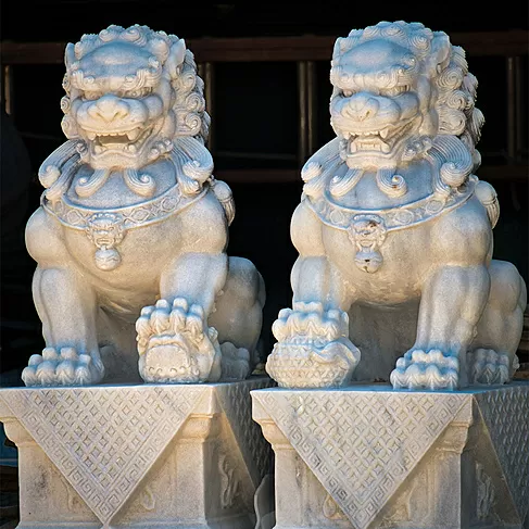 imagem de Escultura Leão Chinês em Mármore 100cm EMP493