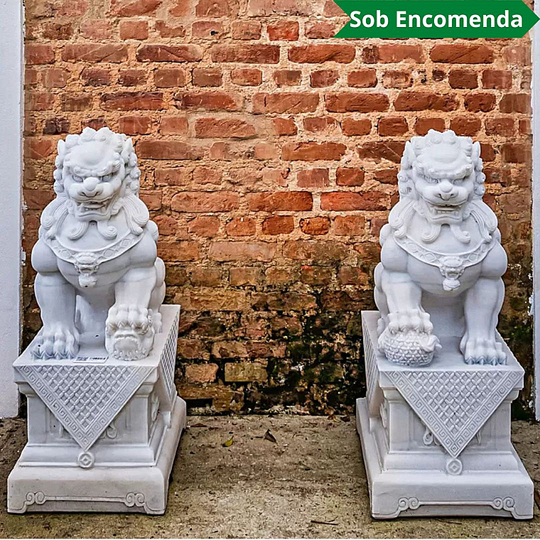 imagem do produto Escultura Le�o Chin�s em M�rmore 100cm EMP493 Tradi��o e Eleg�ncia Oriental
