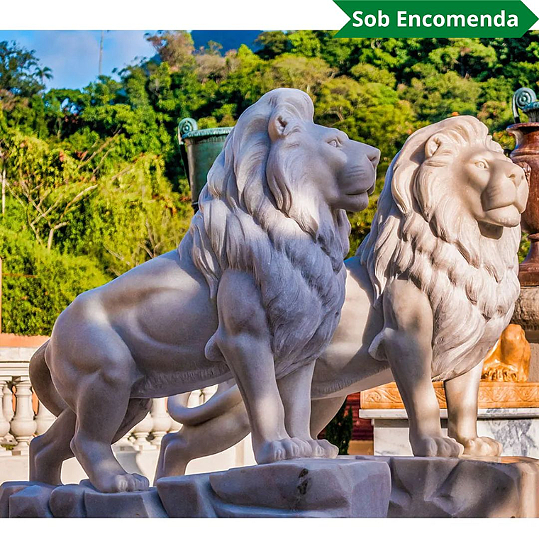 imagem do produto Escultura Le�o da Montanha Branco 140cm EMP270 For�a e Eleg�ncia Natural