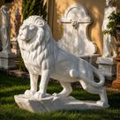 imagem do produto Escultura Le�o da Montanha em M�rmore Branco 140cm Est�tua Monumental EMP270E