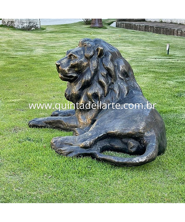 imagem do produto Escultura Le�o Deitado em Bronze 50cm VRBZ309 Eleg�ncia e Tranquilidade