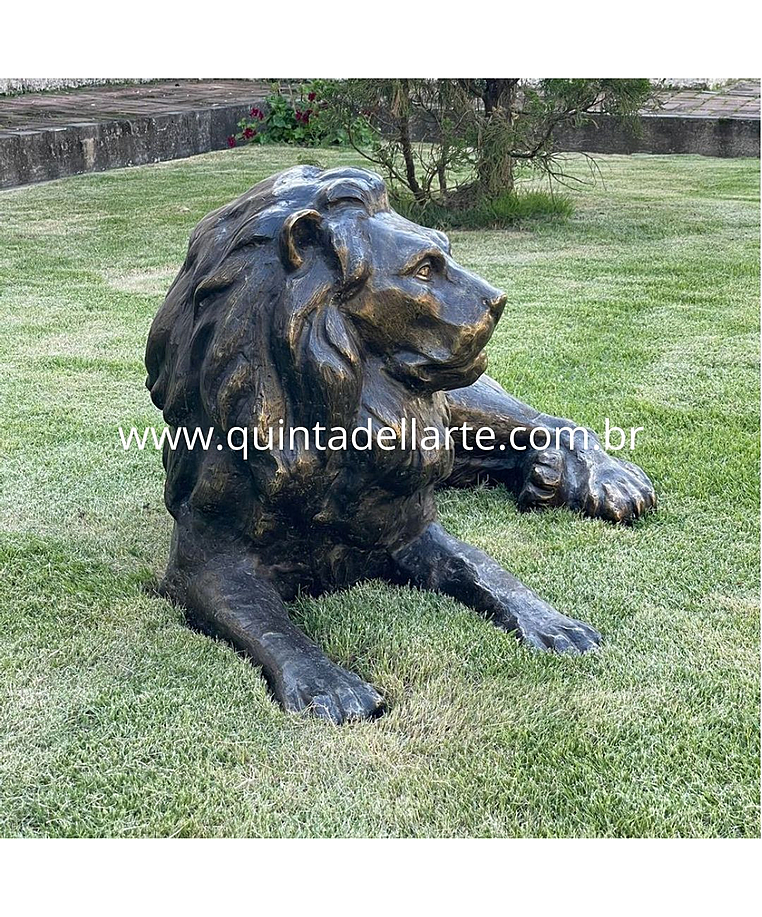 imagem do produto Escultura Le�o Deitado em Bronze 50cm VRBZ309 Eleg�ncia e Tranquilidade