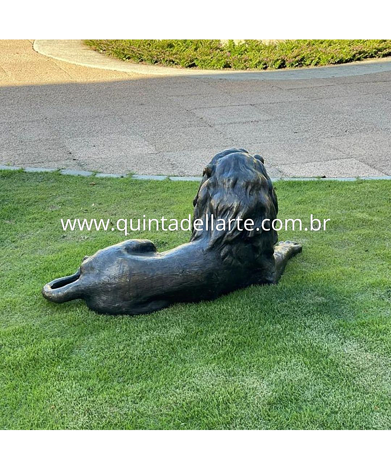 imagem do produto Escultura Le�o Deitado em Bronze 50cm VRBZ309 Eleg�ncia e Tranquilidade