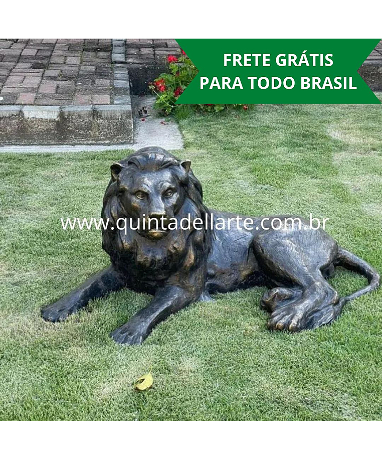 imagem do produto Escultura Le�o Deitado em Bronze 50cm VRBZ309 Eleg�ncia e Tranquilidade