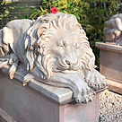 imagem do produto Escultura Le�o Dormindo Em M�rmore Rosado 100cm - EMP202