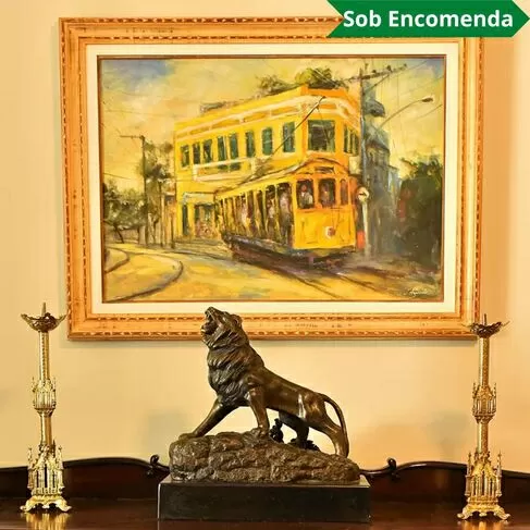 imagem de Escultura Leão em Bronze 54cm EBZ535 Elegância e Presença