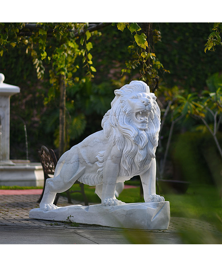 imagem do produto Escultura Le�o em M�rmore Branco 145cm - EMP450 Escultura de Luxo