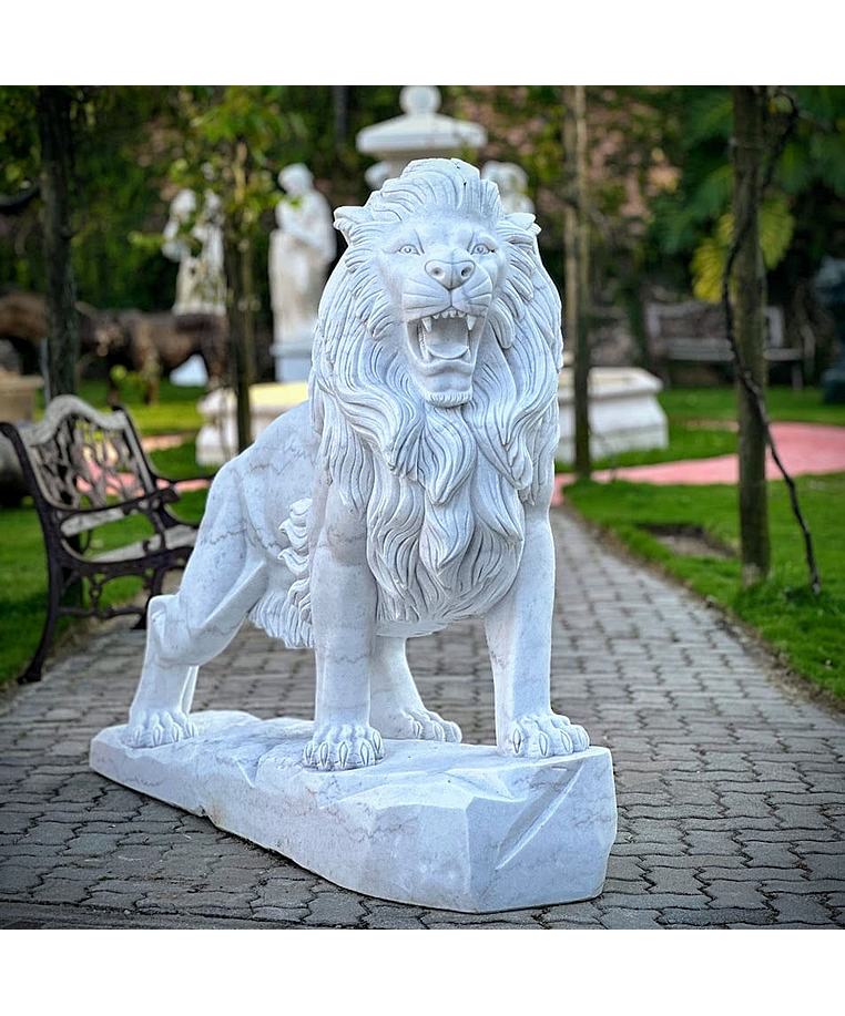 imagem do produto Escultura Le�o em M�rmore Branco 145cm - EMP450 Escultura de Luxo