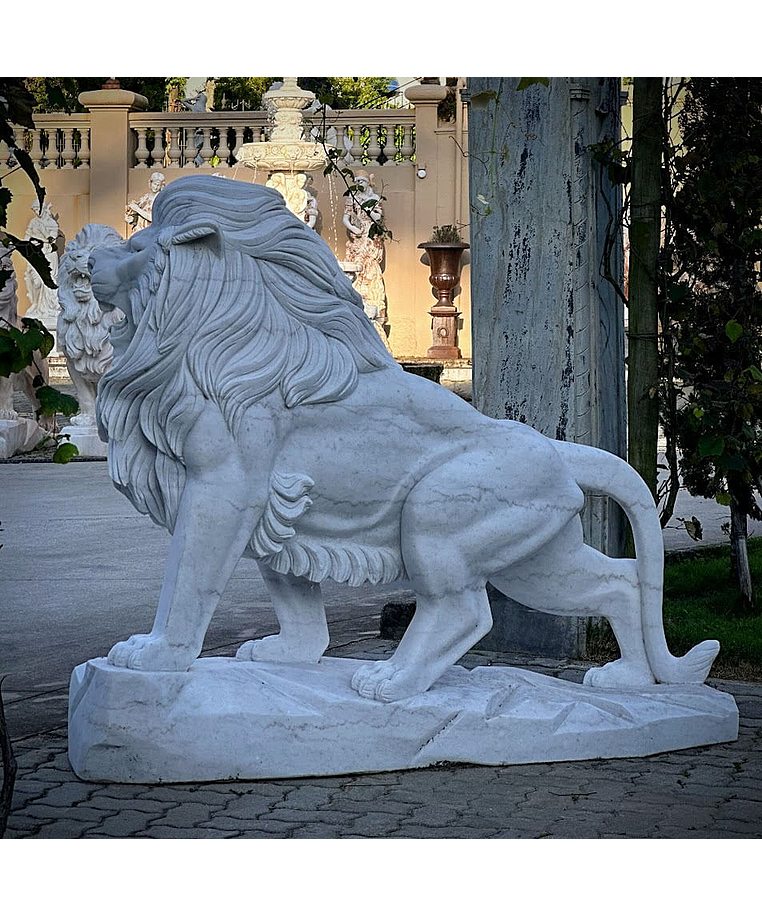 imagem do produto Escultura Le�o em M�rmore Branco 145cm - EMP450 Escultura de Luxo