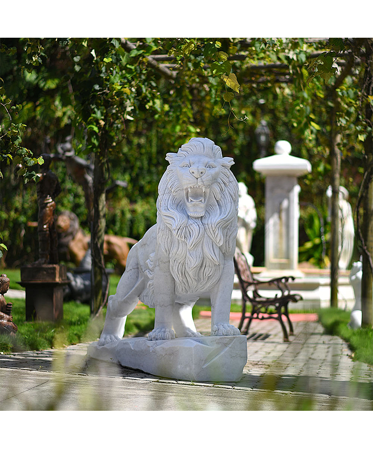 imagem do produto Escultura Le�o em M�rmore Branco 145cm - EMP450