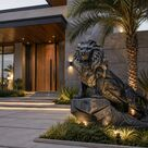 imagem do produto Escultura Le�o em M�rmore Preto 170cm - EMP547E Presen�a Imponente