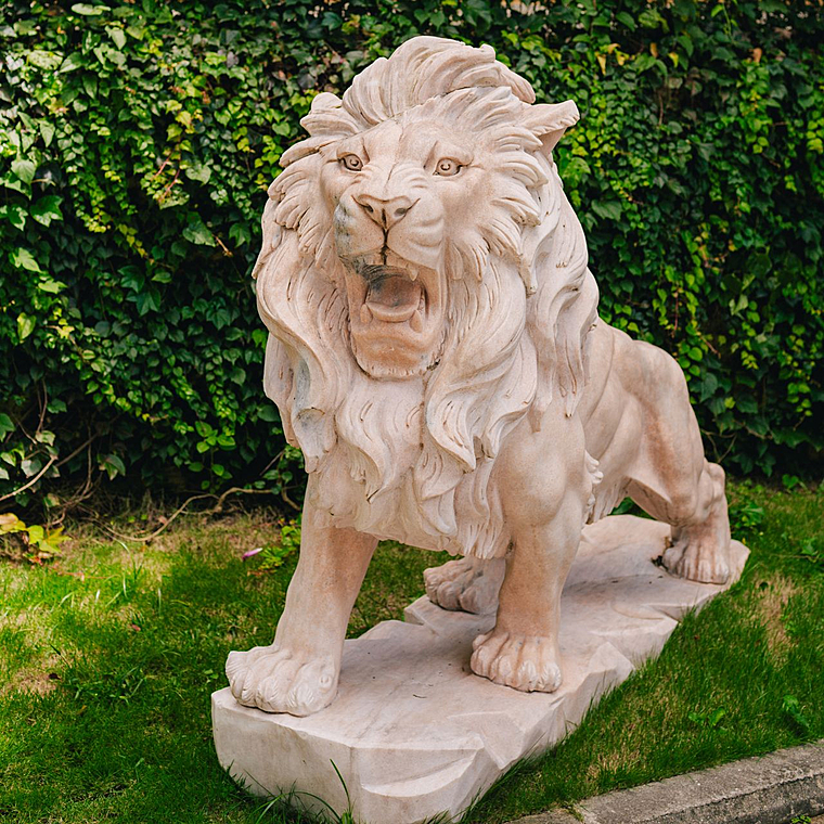 imagem do produto Escultura Le�o em M�rmore Rosa 145cm - EMP449E Presen�a Sofisticada