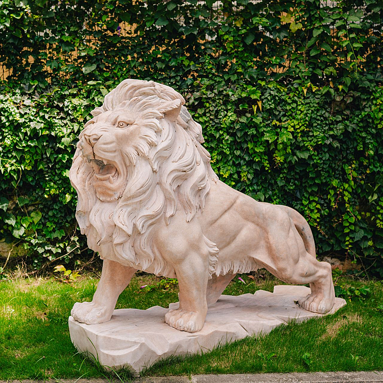 imagem do produto Escultura Le�o em M�rmore Rosa 145cm - EMP449E Presen�a Sofisticada