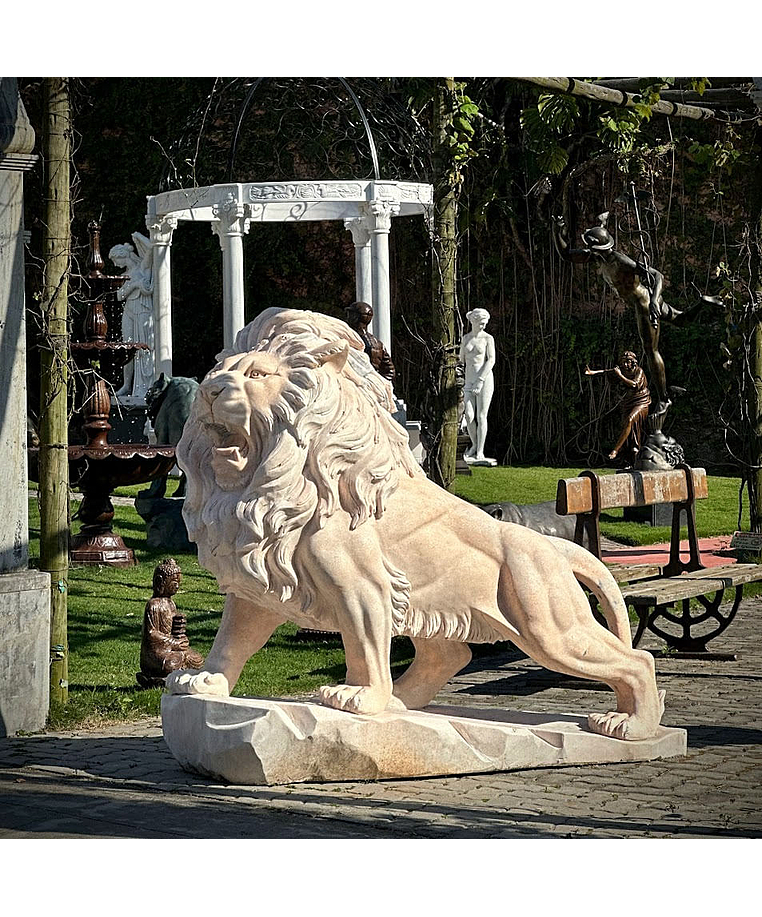 imagem do produto Escultura Le�o em M�rmore Rosa 145cm - EMP449E