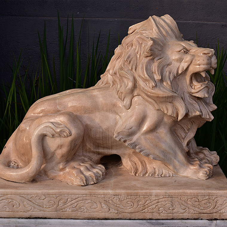 imagem do produto Escultura Le�o em M�rmore Rosa 80cm EMP274 Eleg�ncia e Delicadeza