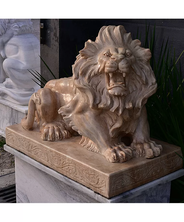 imagem do produto Escultura Le�o em M�rmore Rosa 80cm EMP274 Eleg�ncia e Delicadeza