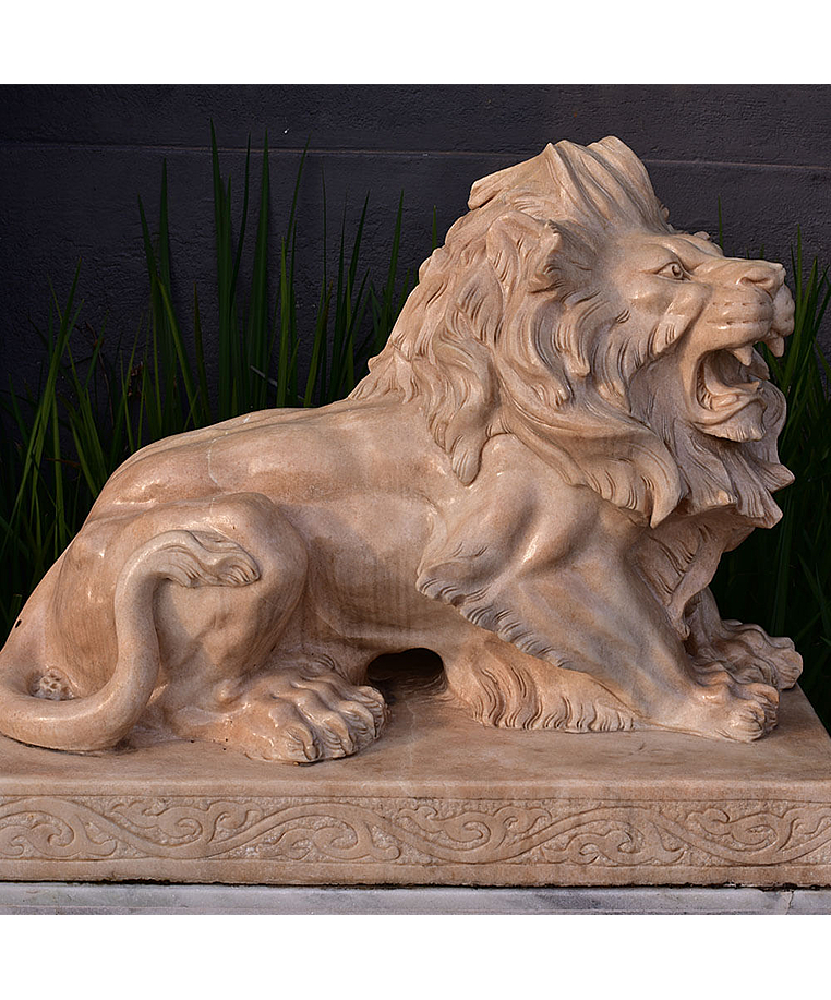 imagem do produto Escultura Le�o M�rmore Rosa 80cm - EMP274