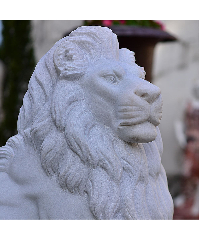 imagem do produto Escultura Le�o Sentado em M�rmore Branco 120cm EMP510 Eleg�ncia Cl�ssica