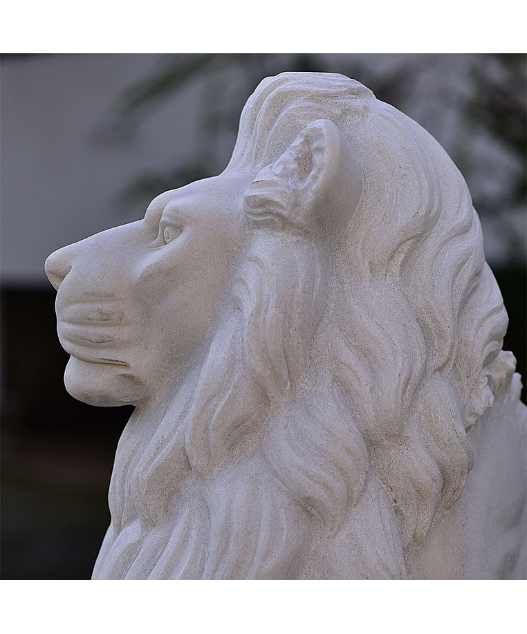 imagem do produto Escultura Le�o Sentado em M�rmore Branco 120cm EMP510 Eleg�ncia Cl�ssica