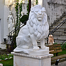 imagem do produto Escultura Le�o Sentado em M�rmore Branco 120cm EMP510 Eleg�ncia Cl�ssica