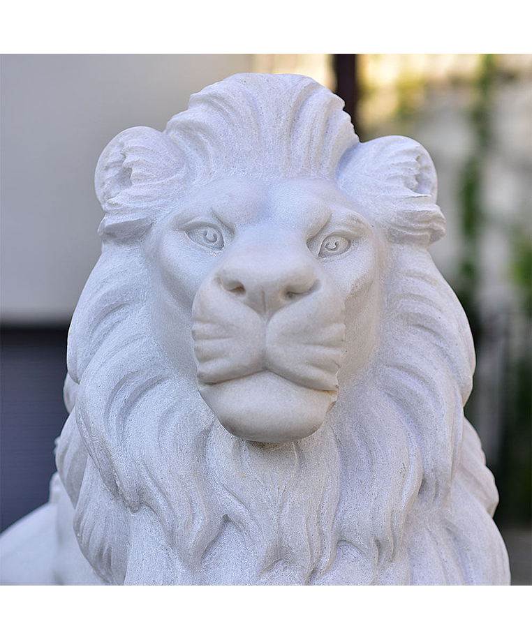 imagem do produto Escultura Le�o Sentado M�rmore Branco 120cm - EMP510