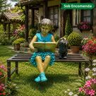 imagem do produto Escultura Menina com Cachorro no Banco em Bronze 132cm - EBZ604 Pe�a Encantadora