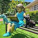 imagem do produto Escultura Menina com Cachorro no Banco em Bronze 132cm - EBZ604 Pe�a Encantadora