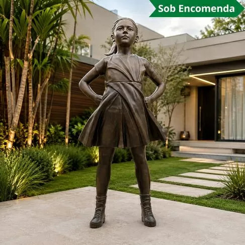 imagem de Escultura Menina Destemida em Bronze 130cm - EBZ701 Projetos de Paisagismo