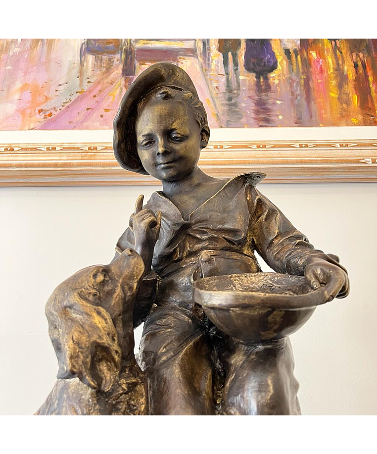 imagem do produto Escultura Menino com Cachorro 75cm - EBZ590