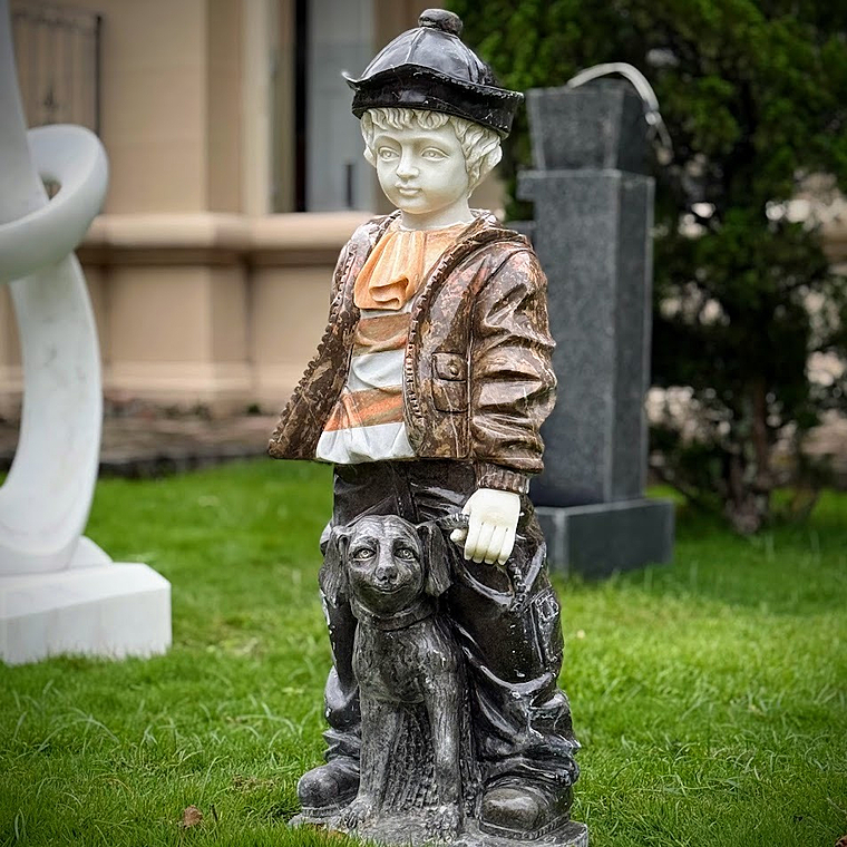 imagem do produto Escultura Menino e Cachorro M�rmore Color 100cm - EMP761 Arte Decorativa 