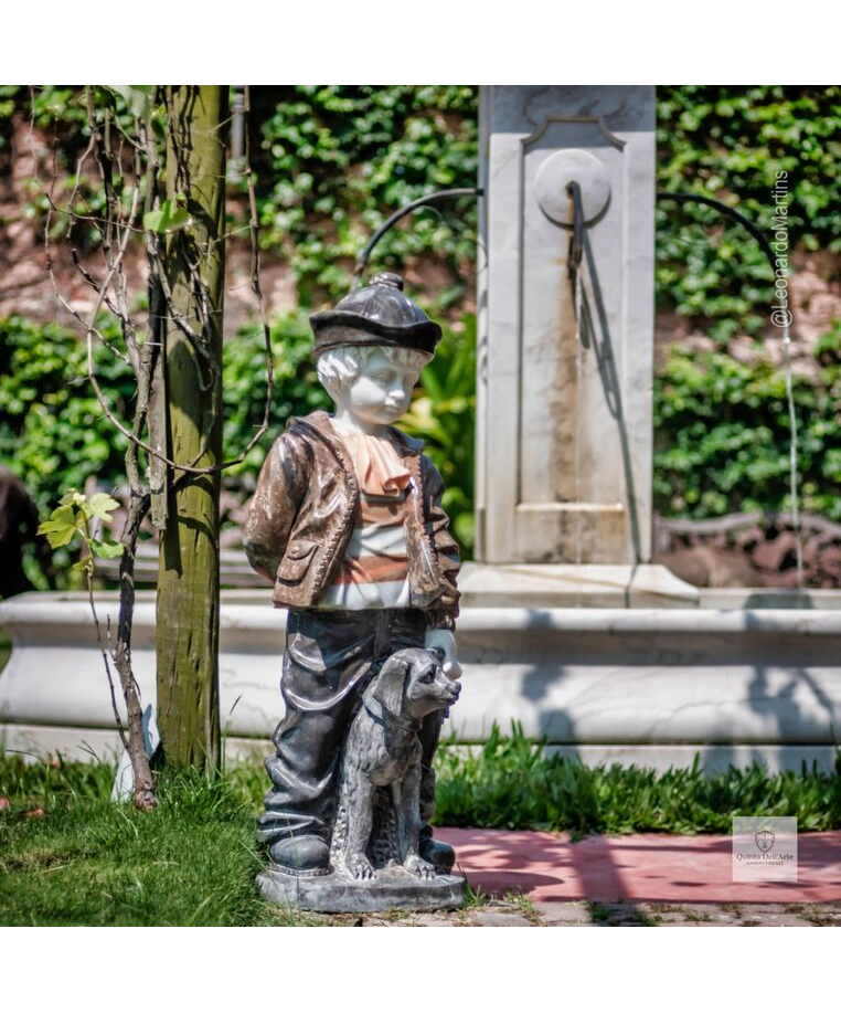 imagem do produto Escultura Menino e Cachorro M�rmore Color 100cm - EMP761 Arte Decorativa Cl�ssica