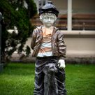 imagem do produto Escultura Menino e Cachorro M�rmore Color 100cm - EMP761 Arte Decorativa Cl�ssica