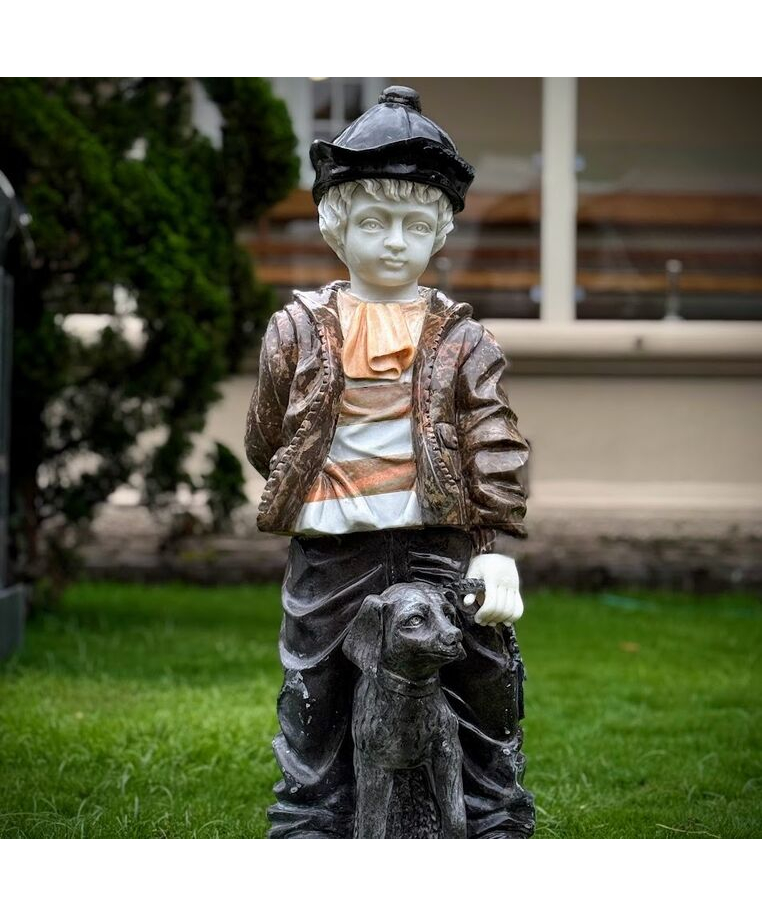 imagem do produto Escultura Menino e Cachorro M�rmore Color 100cm - EMP761
