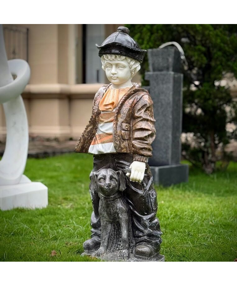 imagem do produto Escultura Menino e Cachorro M�rmore Color 100cm - EMP761