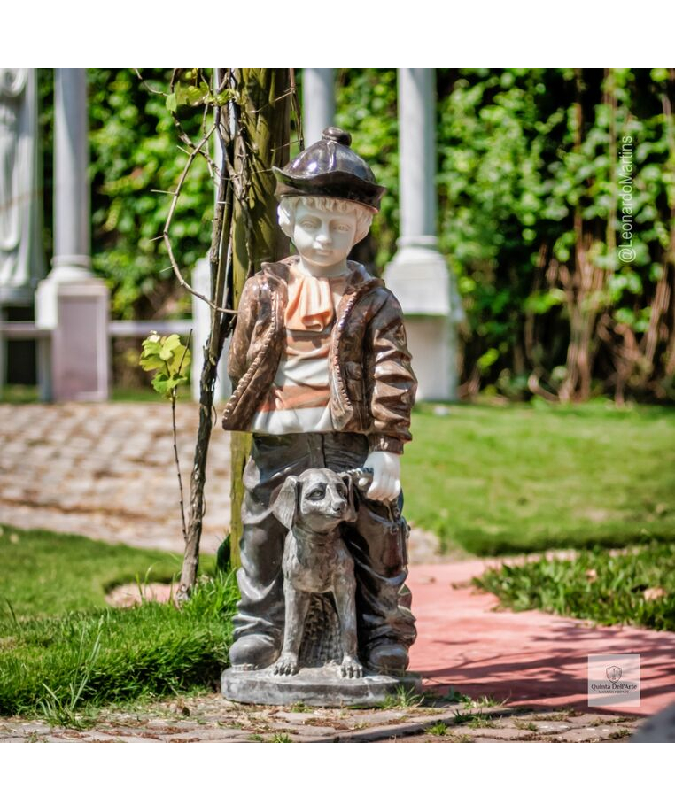 imagem do produto Escultura Menino e Cachorro M�rmore Color 100cm - EMP761