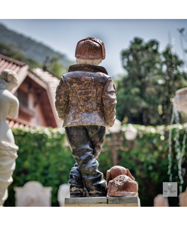 imagem do produto Escultura Menino e Cachorro M�rmore Color 105cm - EMP762 Destaque no Paisagismo