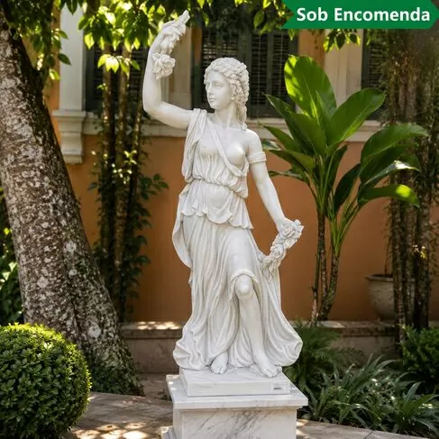 imagem de Escultura Mulher com Rosa nas Mãos 160cm - EMP458