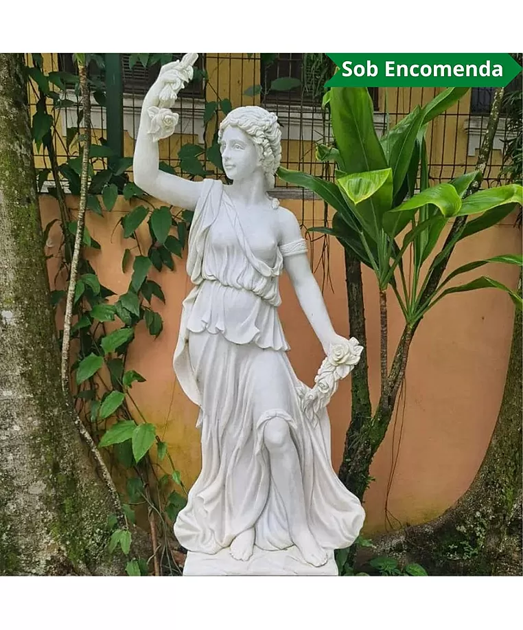 imagem do produto Escultura Mulher com Rosa nas M�os 160cm - EMP458
