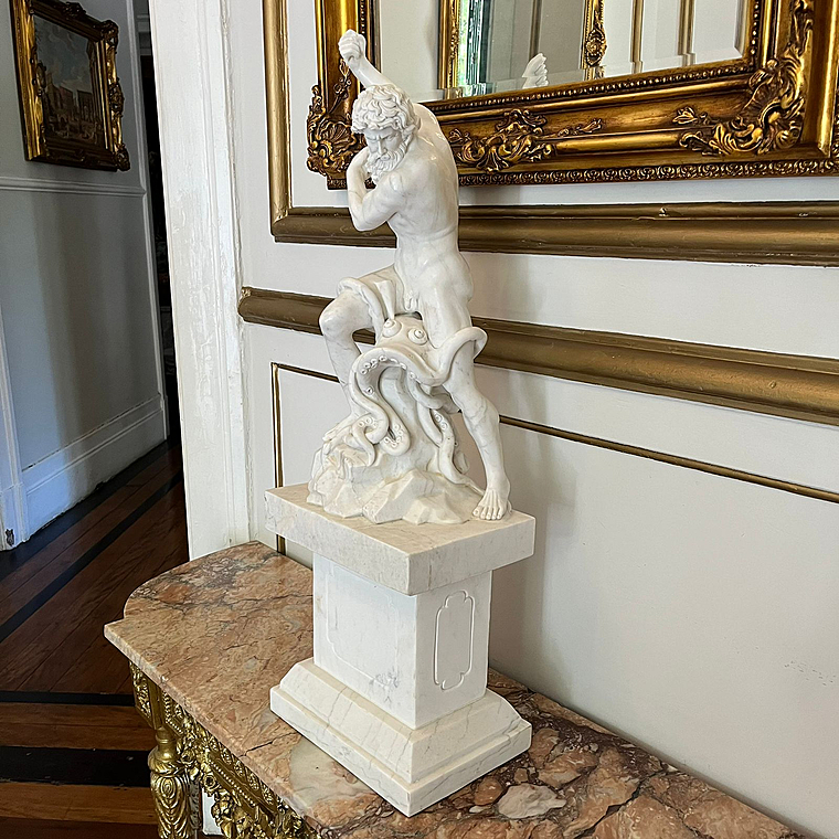 imagem do produto Escultura Netuno em M�rmore Branco 85cm EMP613 Poder e Eleg�ncia Cl�ssica