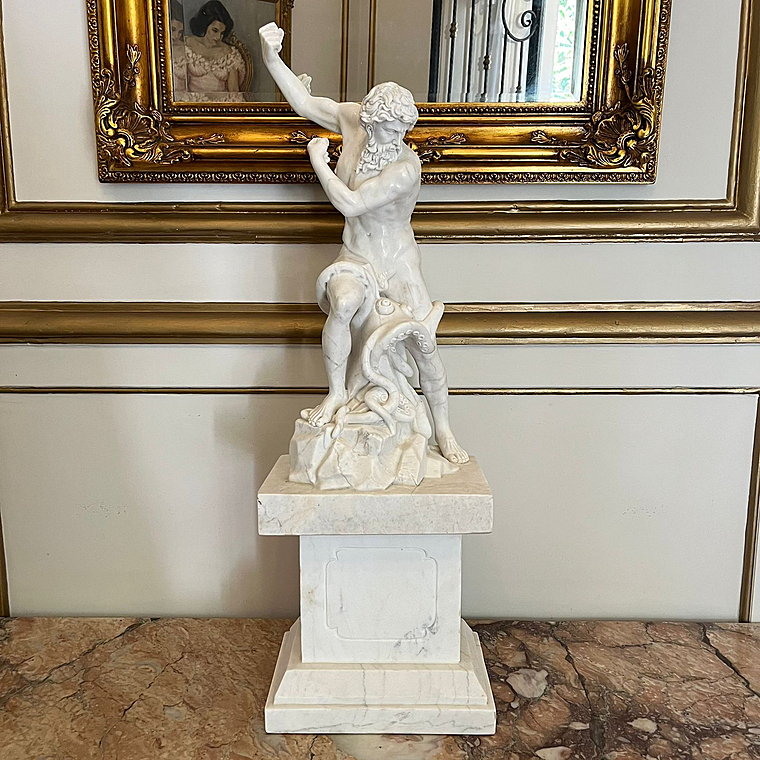 imagem do produto Escultura Netuno em M�rmore Branco 85cm EMP613 Poder e Eleg�ncia Cl�ssica