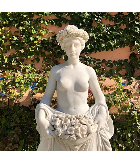 imagem de Escultura Ninfa Floral em Mármore 160cm - EMP469 Design Clássico e Refinado
