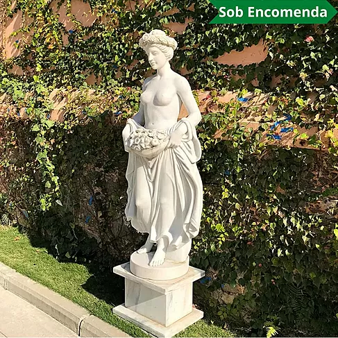 imagem de Escultura Ninfa Floral em Mármore 160cm - EMP469 Design Clássico e Refinado