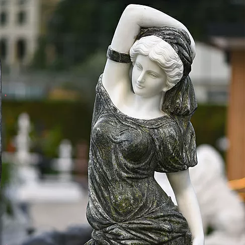 imagem de Escultura Ninfa Nereide II em Mármore Verde 160cm - FMP240