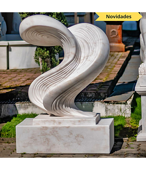 imagem de Escultura Ondas de Pedra Mrmore Branco 120cm - EMP738