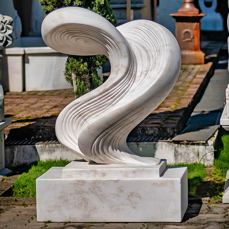 imagem do produto Escultura Ondas de Pedra M�rmore Branco 120cm - EMP738 Arte Decorativa Contempor�nea