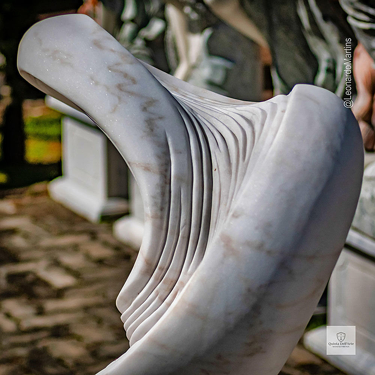 imagem do produto Escultura Ondas de Pedra M�rmore Branco 120cm - EMP738 Arte Decorativa Contempor�nea