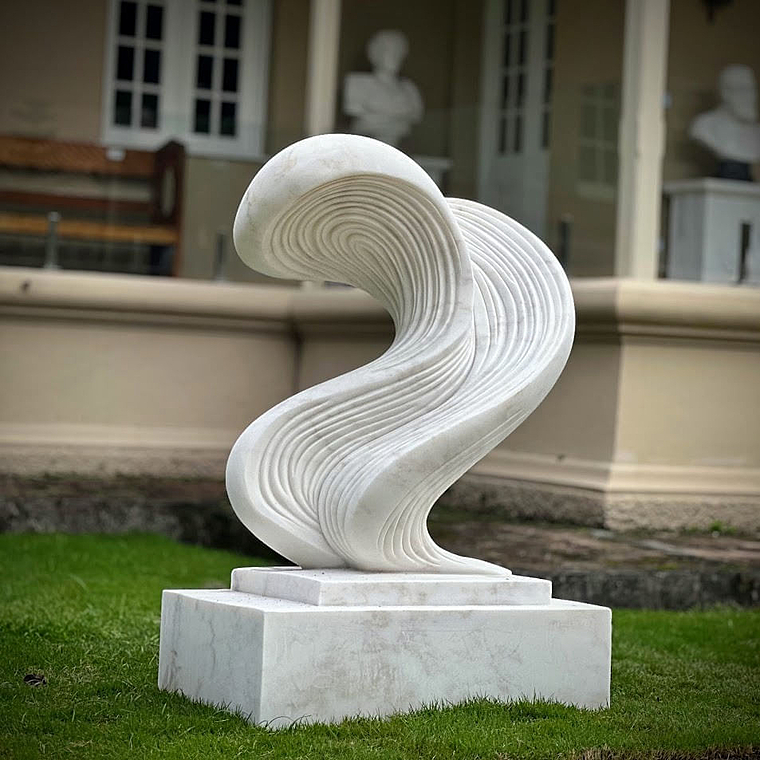 imagem do produto Escultura Ondas de Pedra M�rmore Branco 120cm - EMP738 Arte Decorativa Contempor�nea